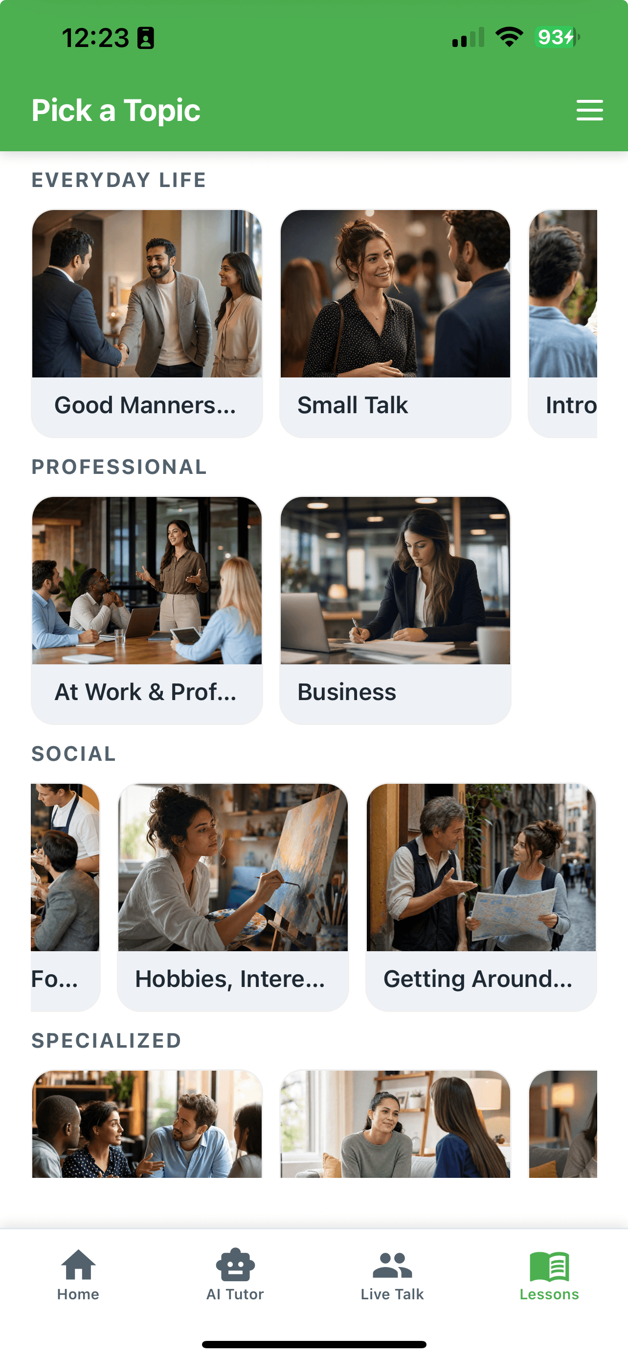 Lesson Player - Choose your topic
